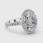 Refined Oval Halo Diamond Engagement Ring