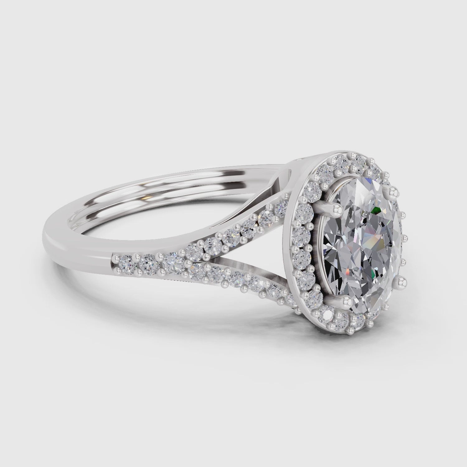 Brilliant Oval Halo Diamond Engagement Ring