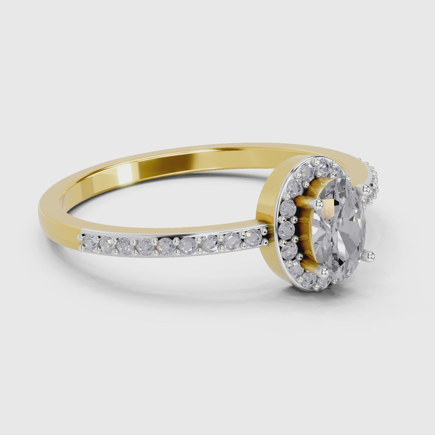 Gleaming Oval Halo Diamond Engagement Ring