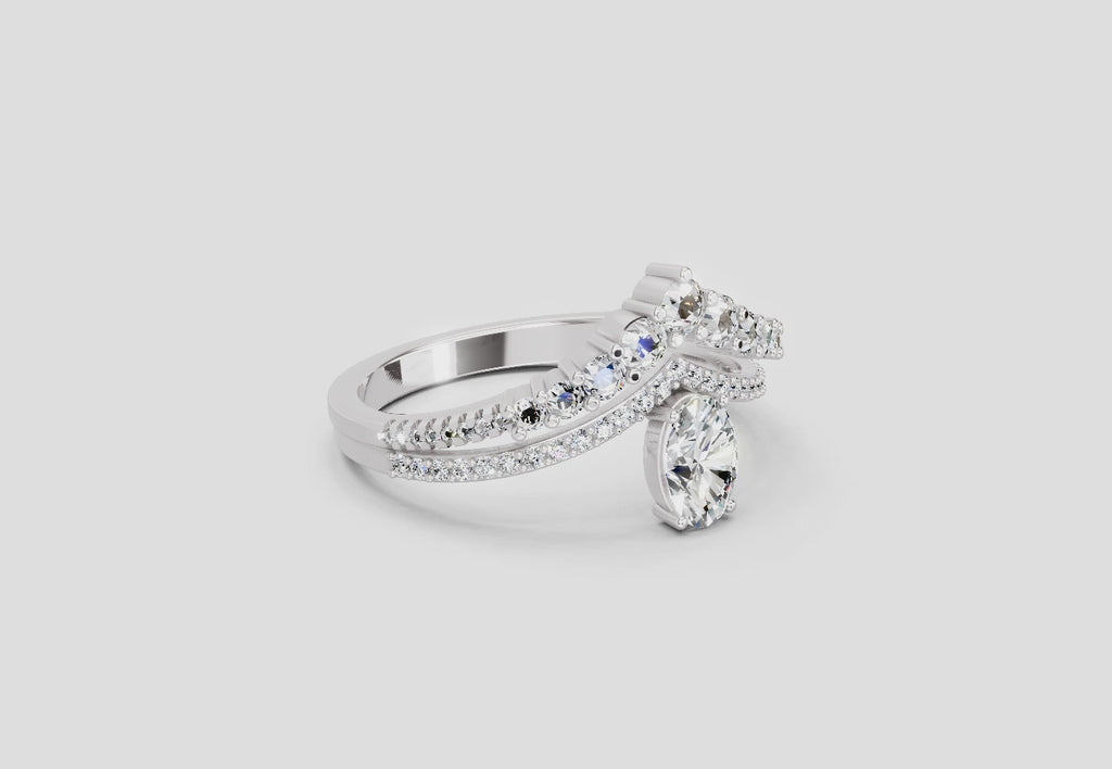 Refined Oval Crown Diamond Ring
