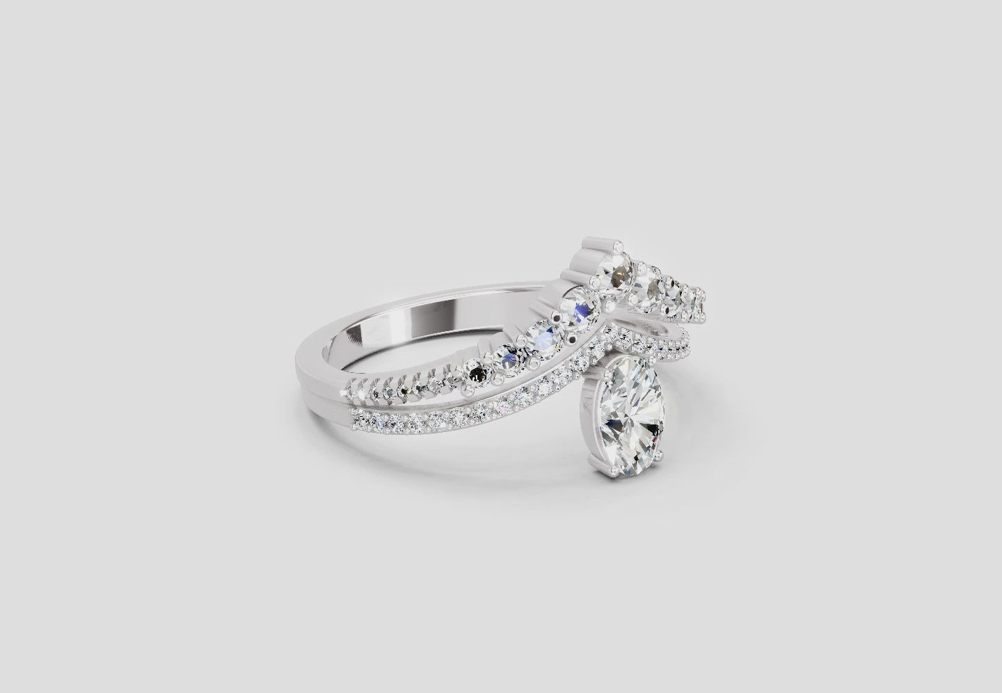Refined Oval Crown Diamond Ring