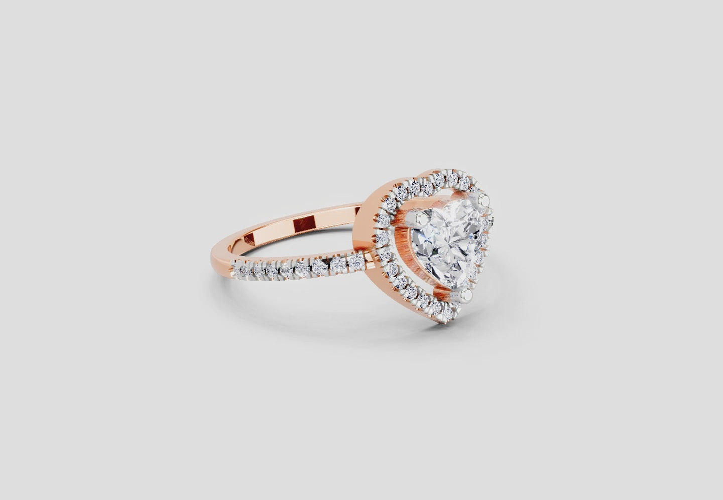 Ethereal Heart Halo Diamond Ring