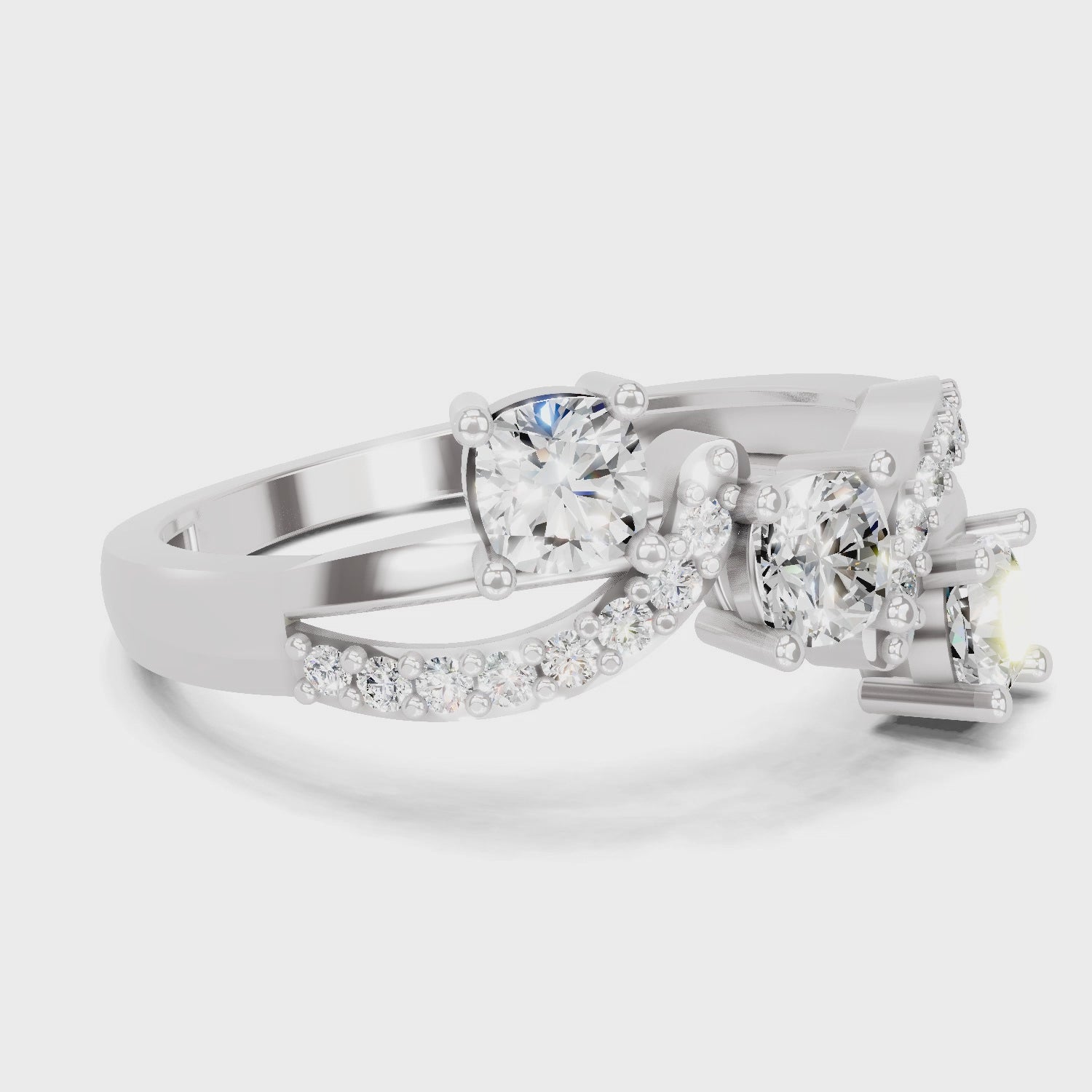 Celestial Three-Stone Diamond Ring