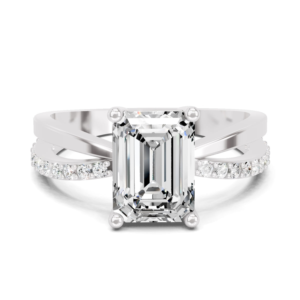 Lucilla Crossover Emerald Lab Grown Diamond Ring