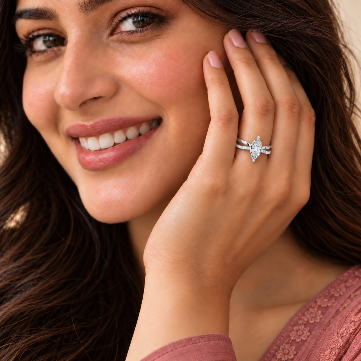 Pranavi Crossover Marquise Lab Grown Diamond Ring