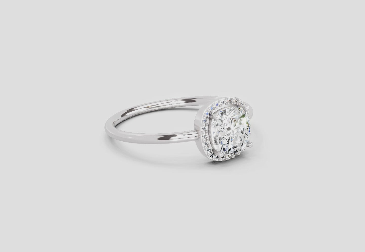 Stunning Cushion Halo Diamond Ring