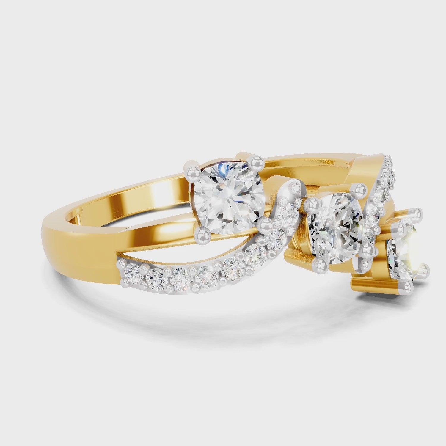 Celestial Three-Stone Diamond Ring