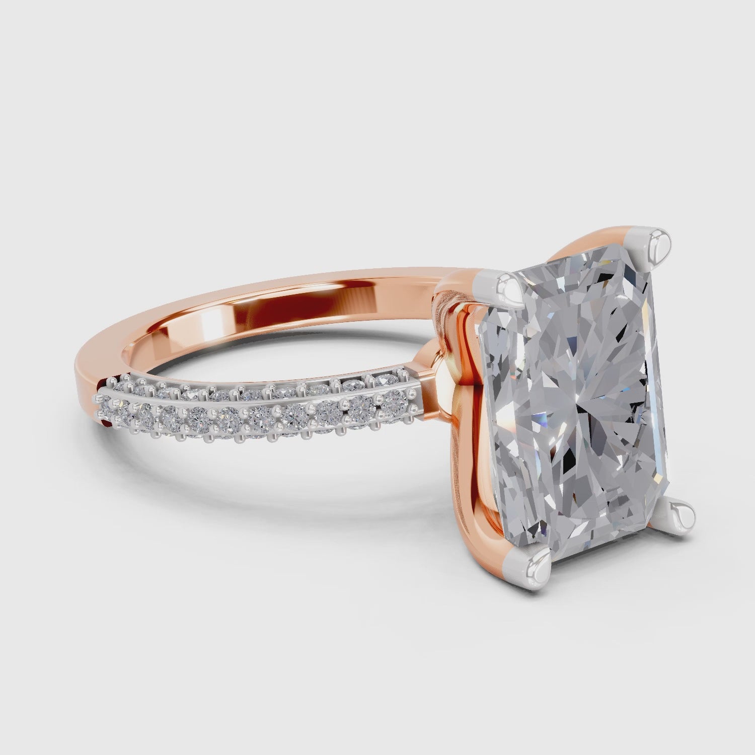 Refined Emerald-Cut Solitaire Diamond Ring