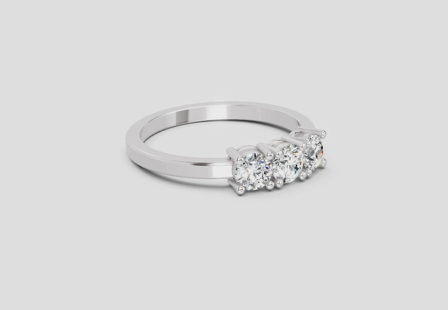 Gleaming Three-Stone Diamond Ring