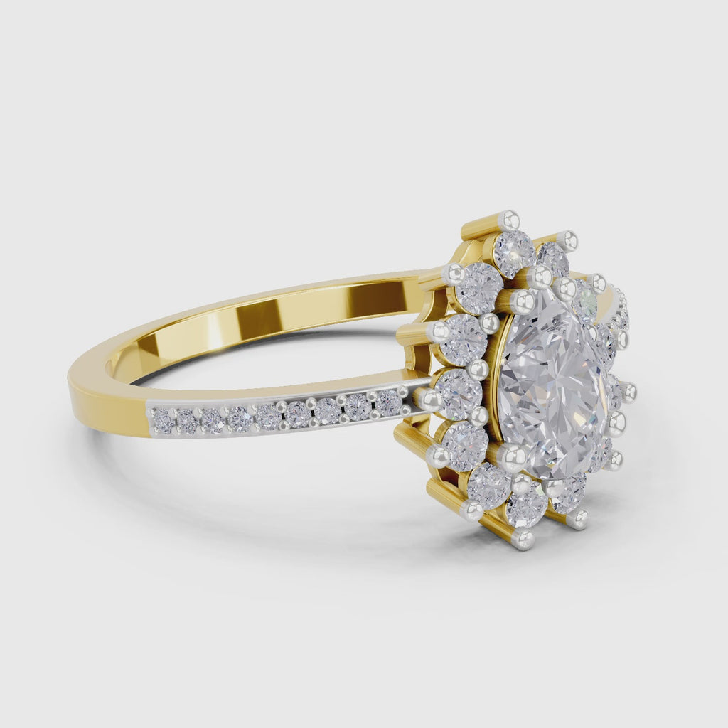 Regal Pear Halo Diamond Engagement Ring