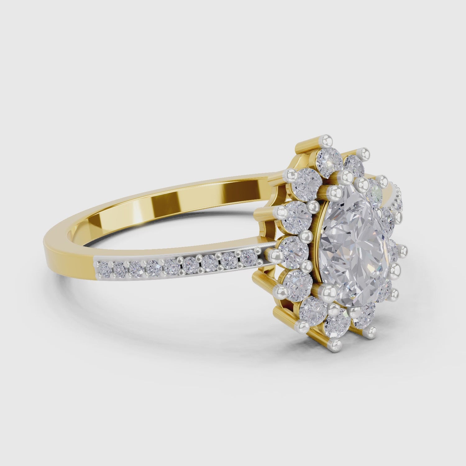Regal Pear Halo Diamond Engagement Ring