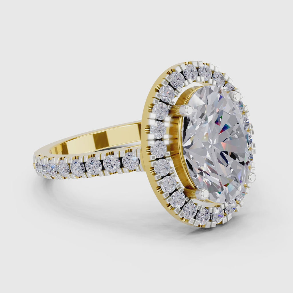 Refined Oval Halo Diamond Engagement Ring