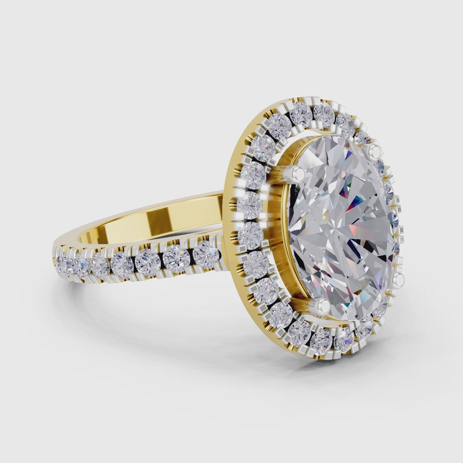 Refined Oval Halo Diamond Engagement Ring