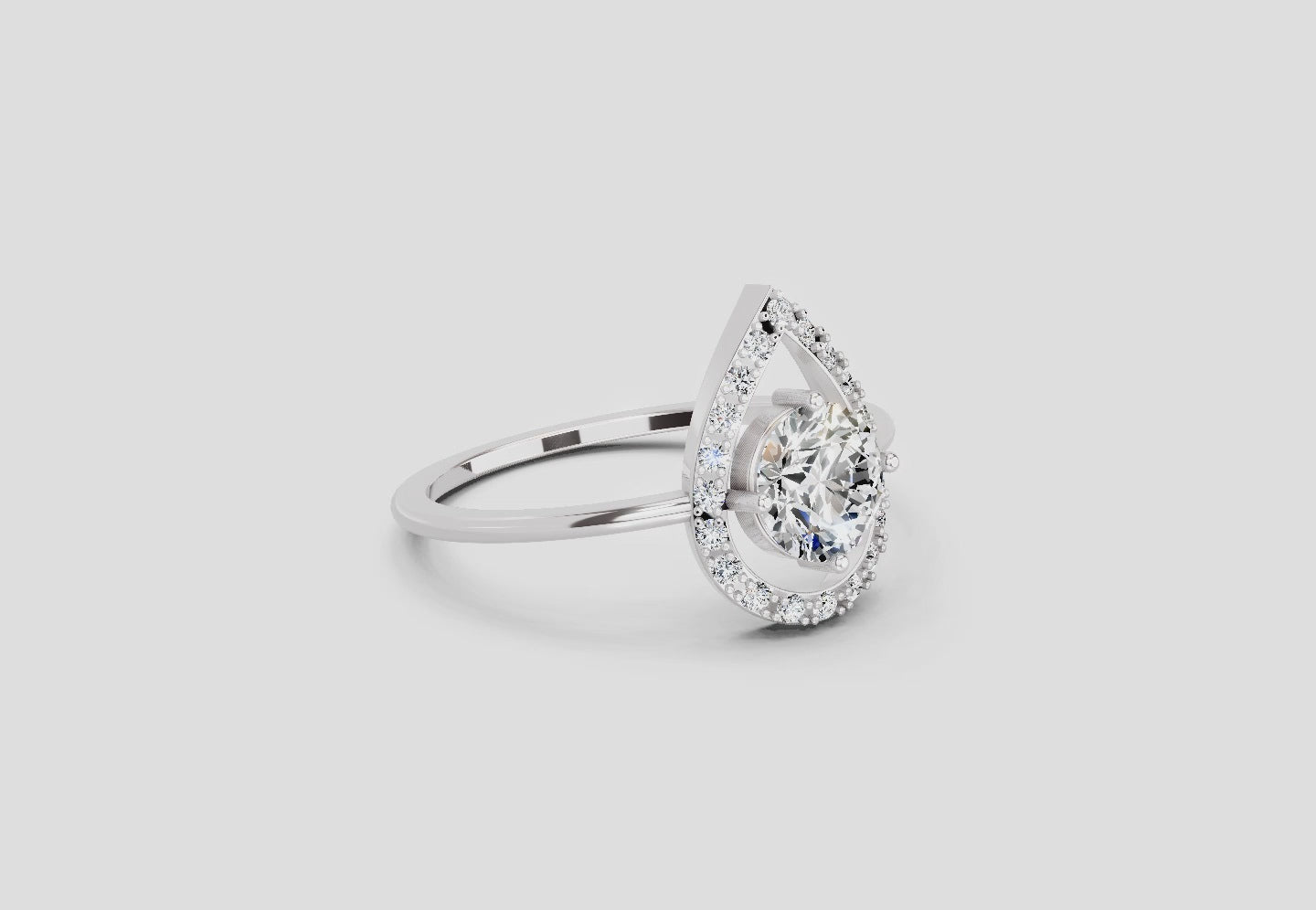 Dreamy Teardrop Halo Diamond Ring