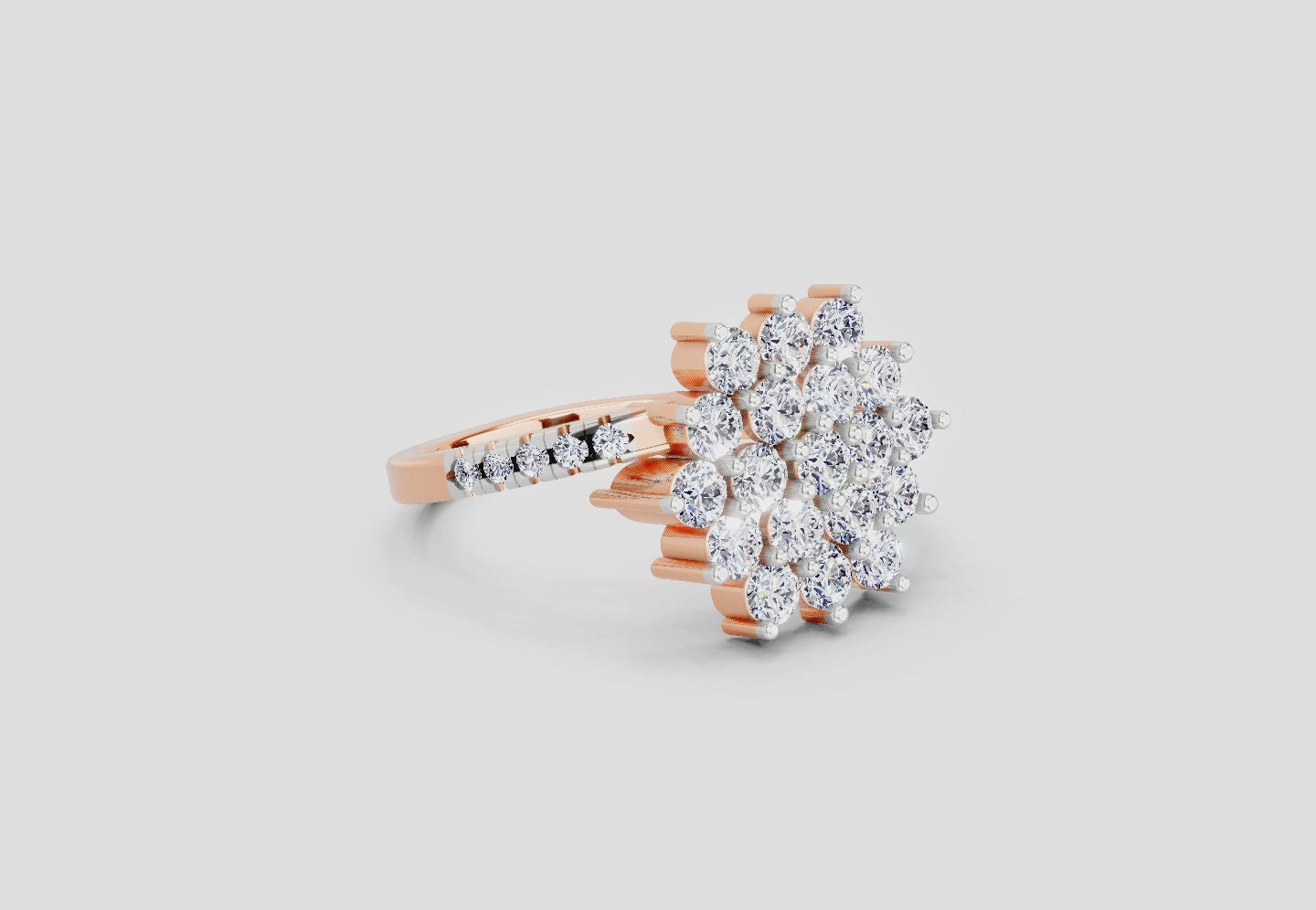 Gleaming Promise Cluster Diamond Engagement Ring