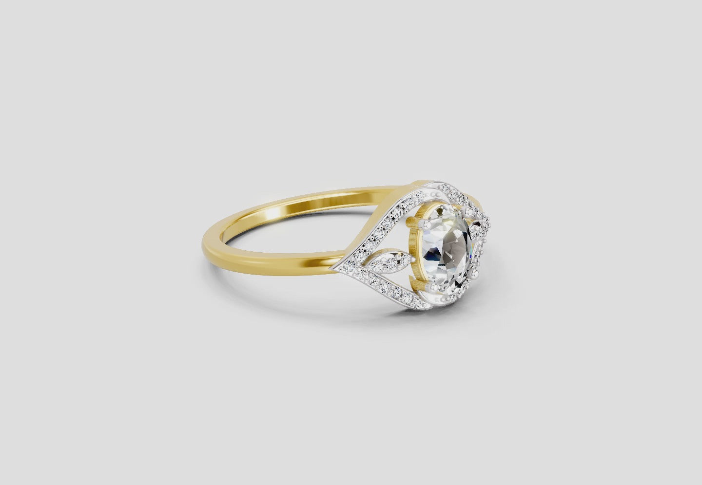 Elegant Oval Halo Diamond Ring