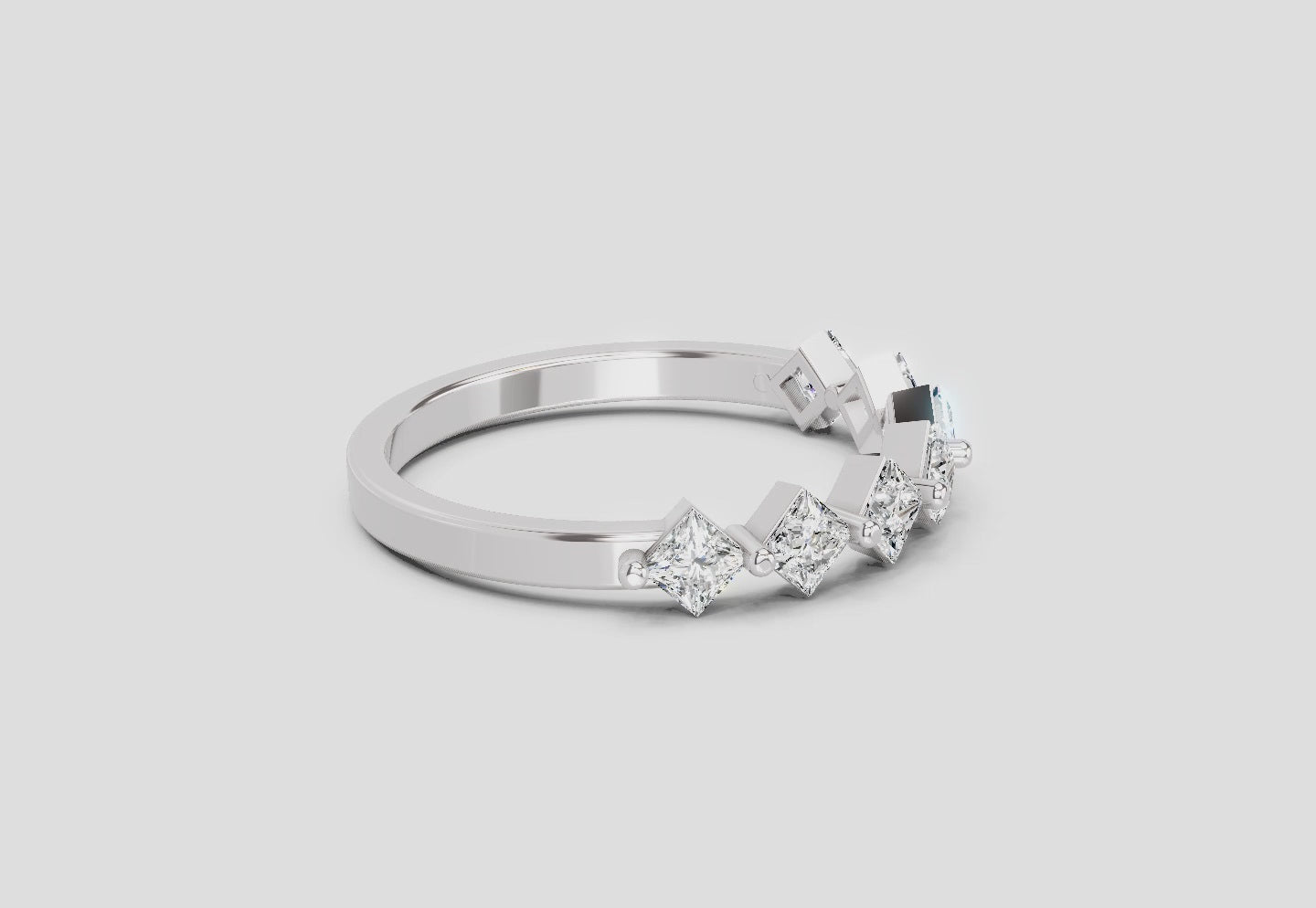 Glistening Princess-Cut Diamond Band Ring