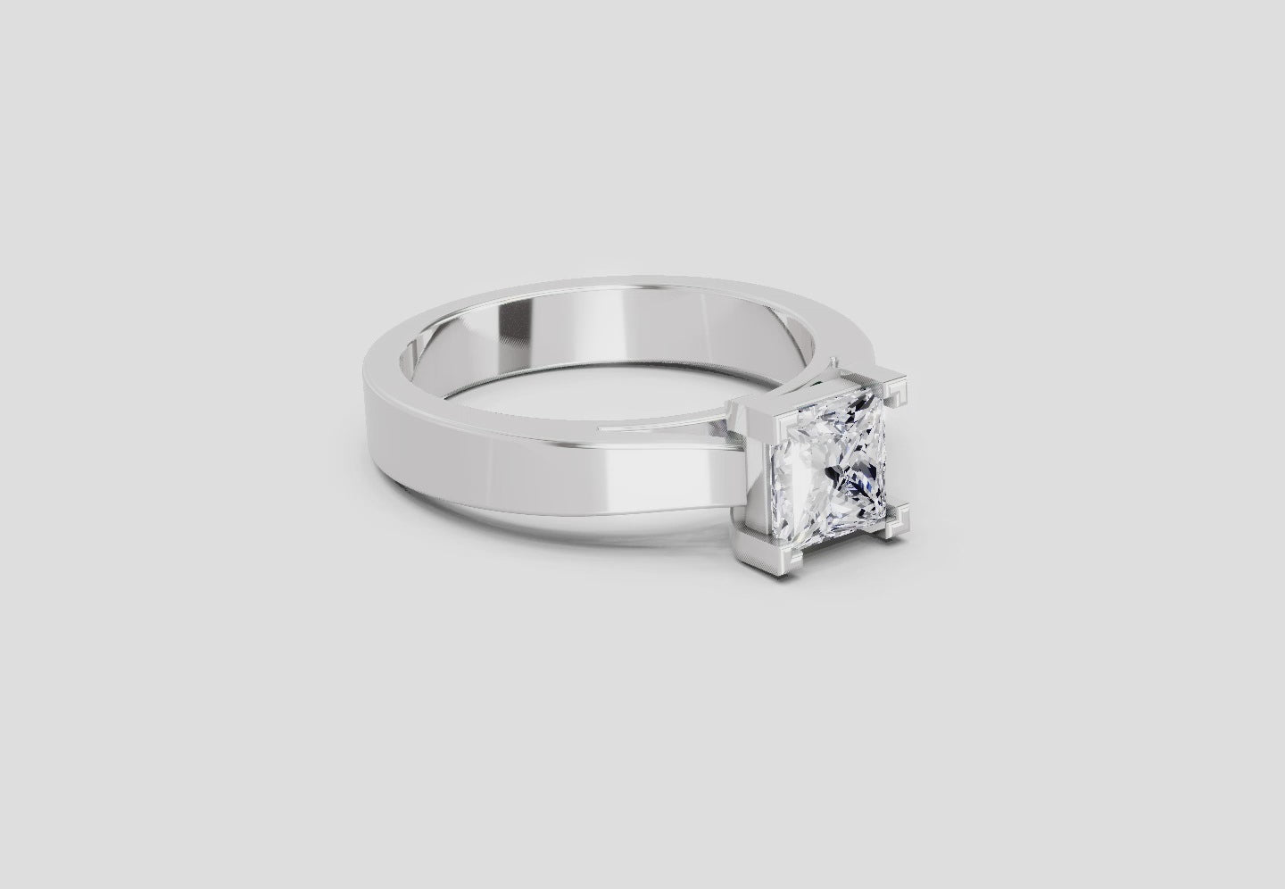 Sparkling Princess-Cut Solitaire Diamond Ring
