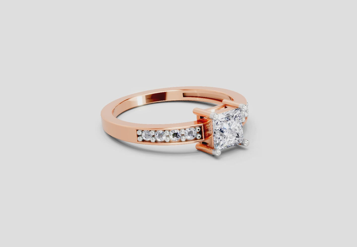 Delicate Princess-Cut Solitaire Diamond Ring