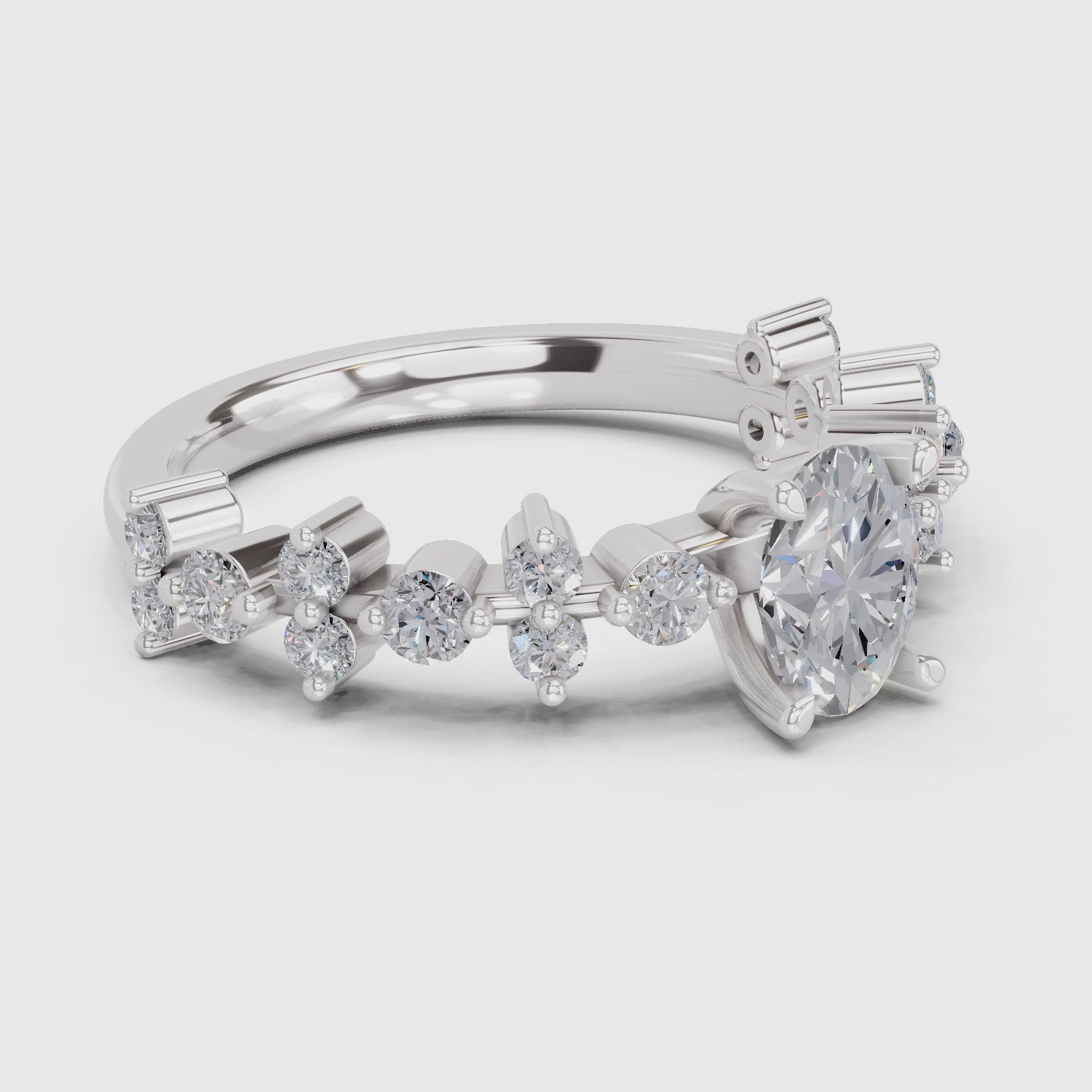 Opulent Oval Solitaire Diamond Ring