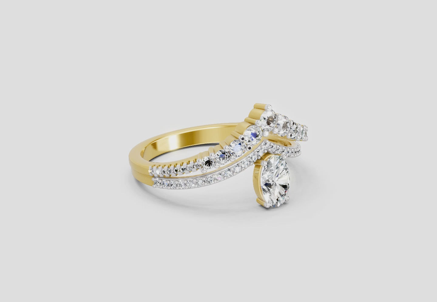 Refined Oval Crown Diamond Ring