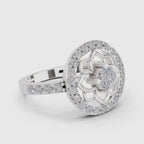 Enchanting Floral Halo Diamond Ring