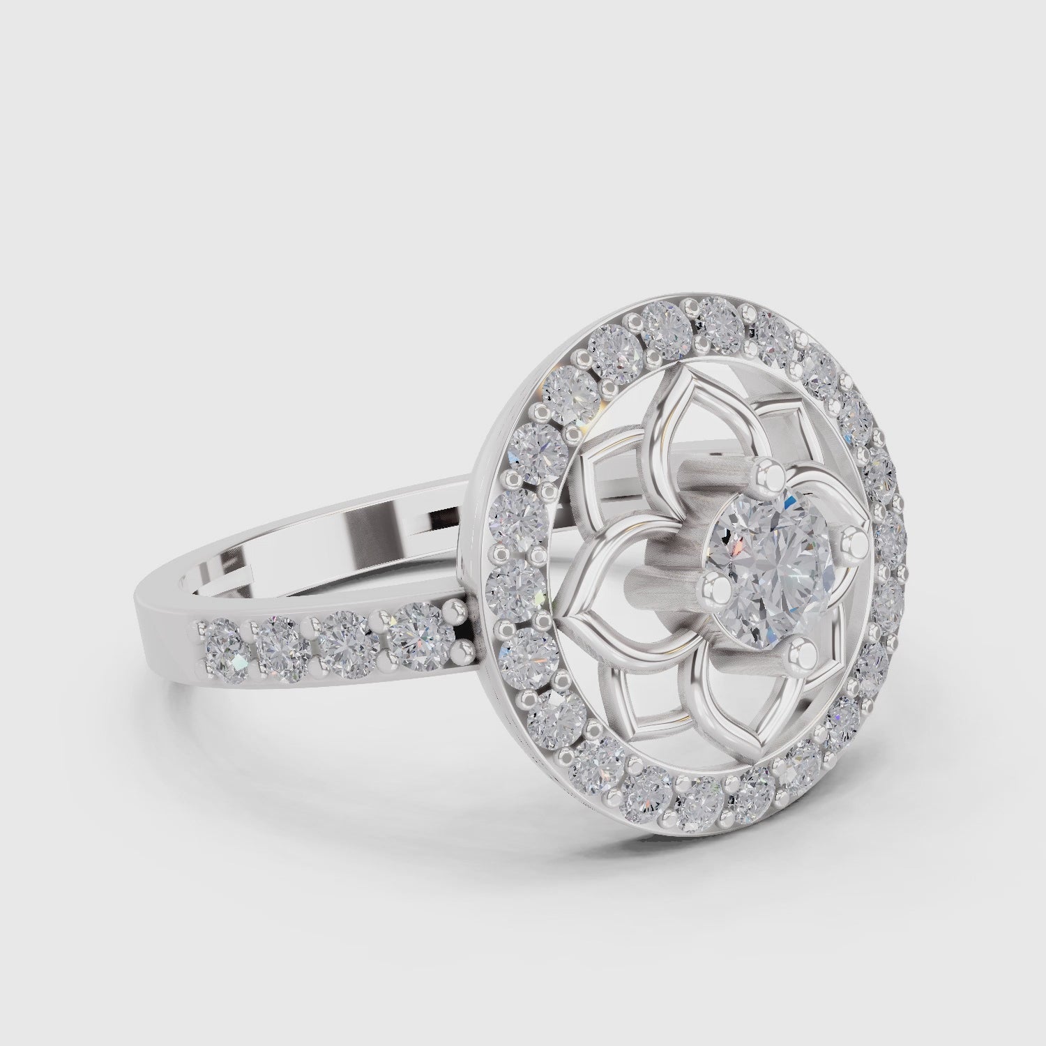 Enchanting Floral Halo Diamond Ring