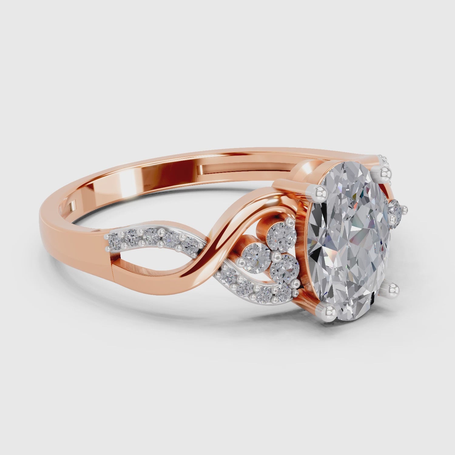 Majestic Oval Swirl Diamond Engagement Ring