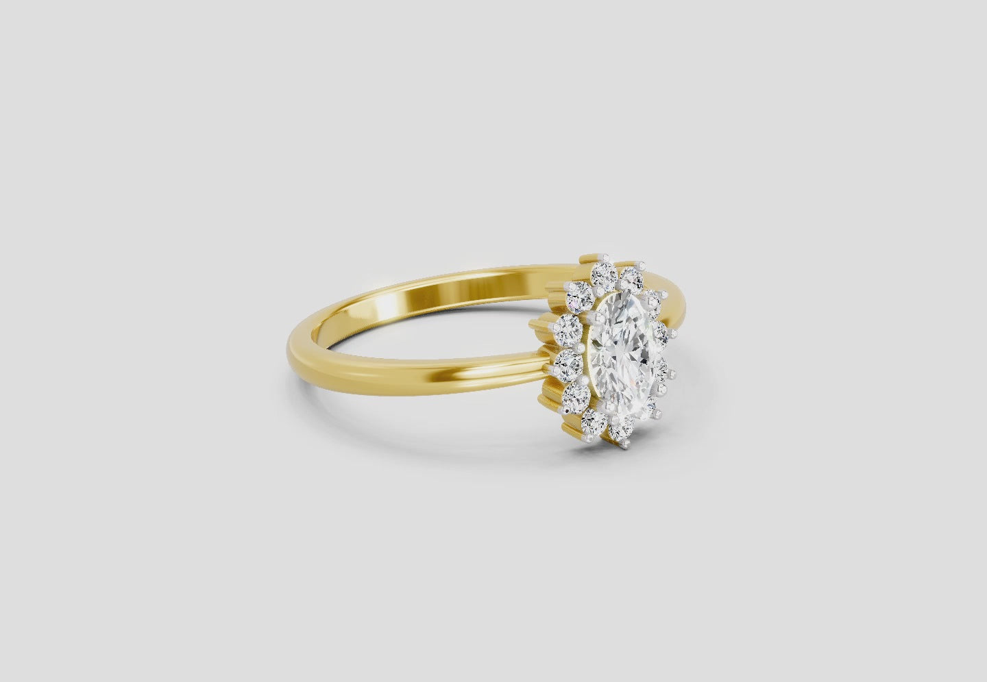 Pristine Oval Halo Diamond Engagement Ring