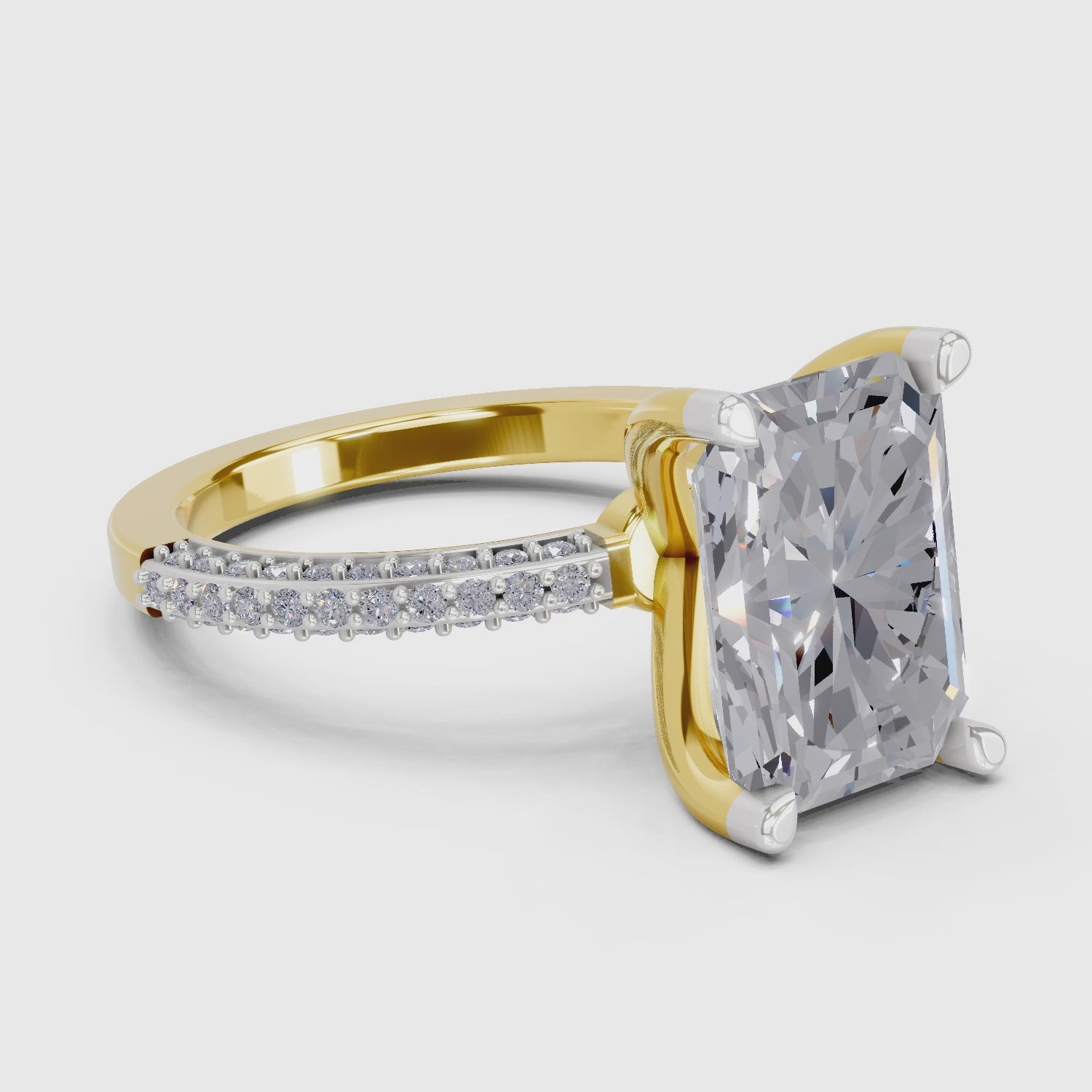 Refined Emerald-Cut Solitaire Diamond Ring