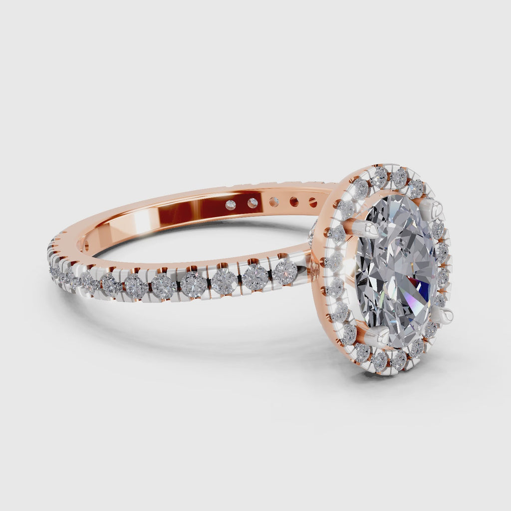 Exquisite Oval Halo Diamond Engagement Ring
