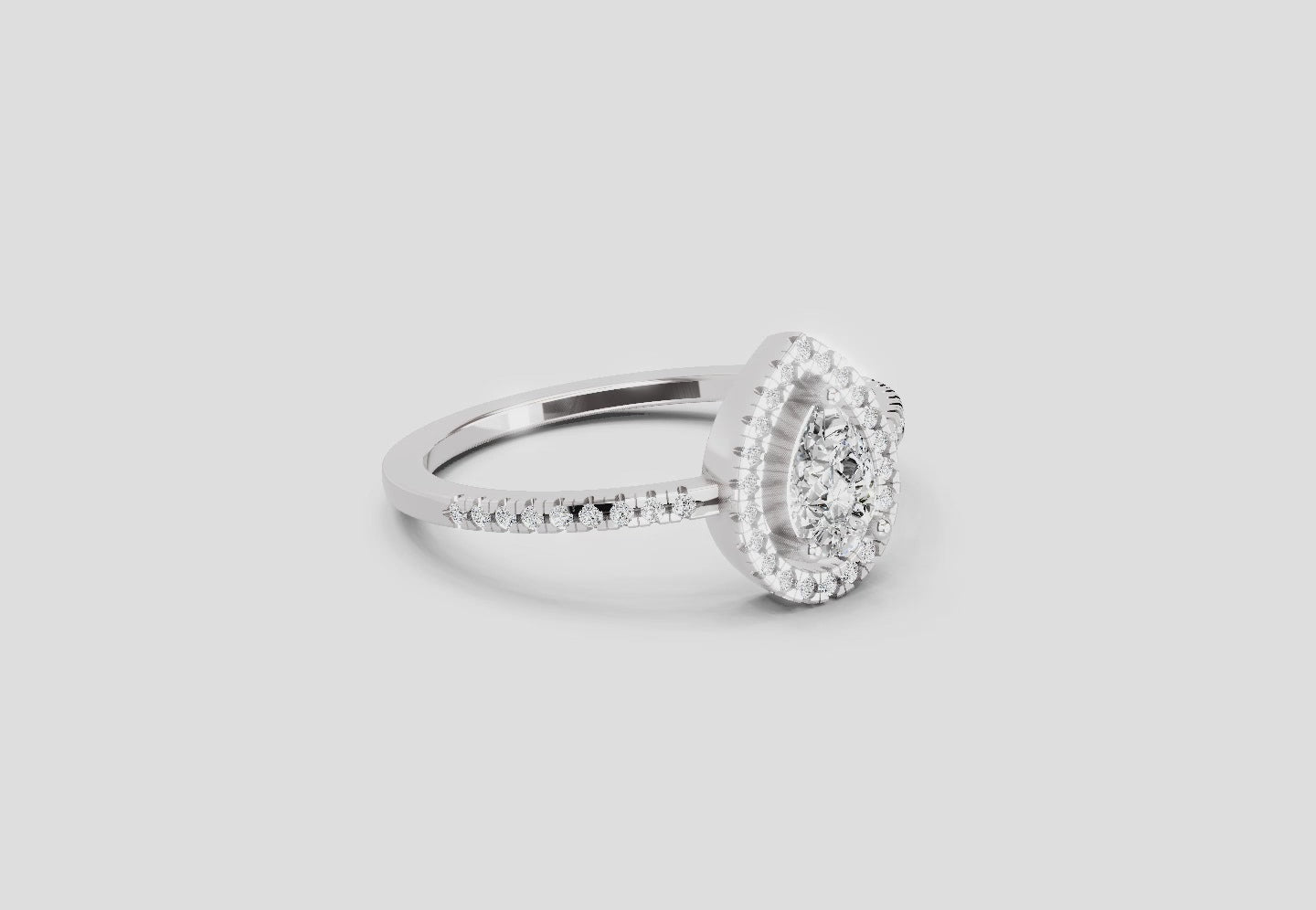 Majestic Pear Halo Diamond Ring