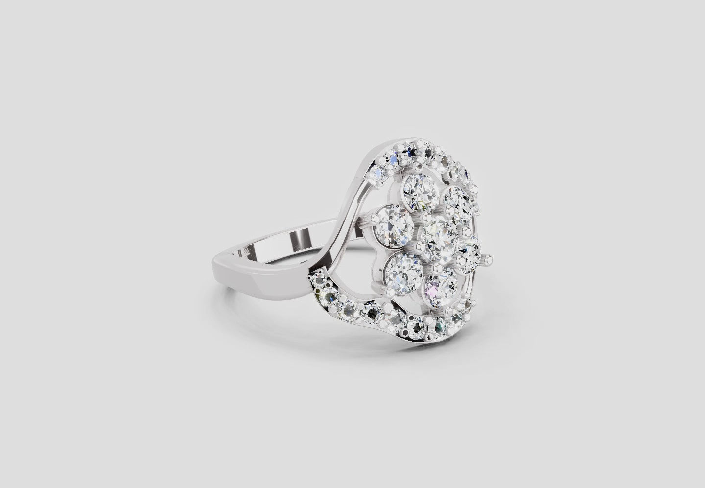 Delicate Floral Cluster Diamond Ring