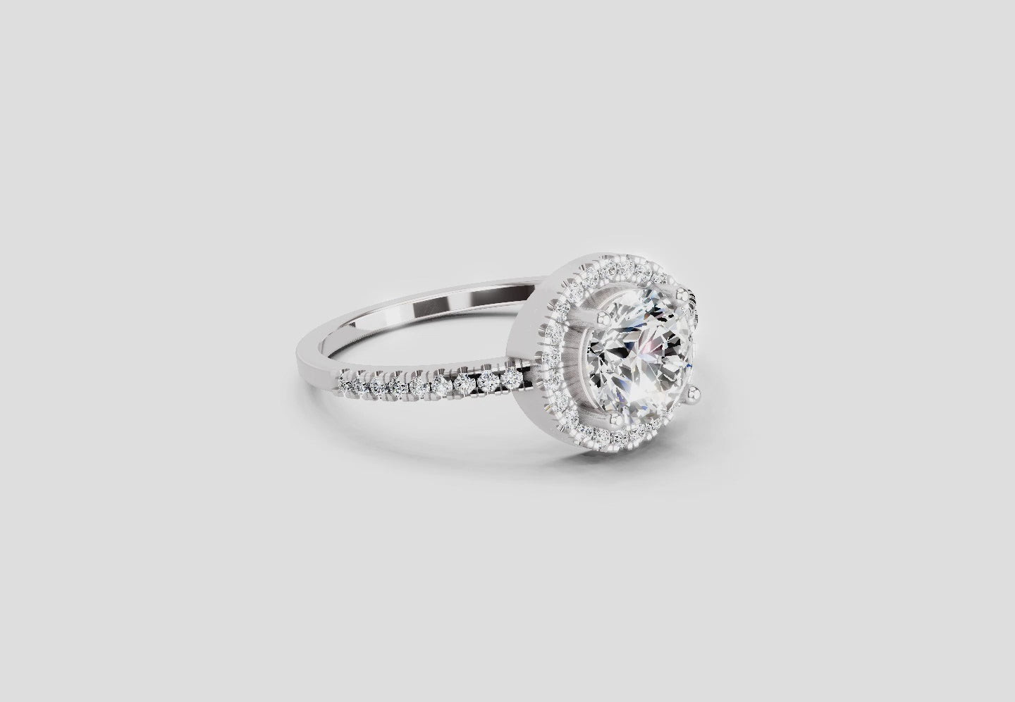 Shimmering Round Halo Diamond Engagement Ring