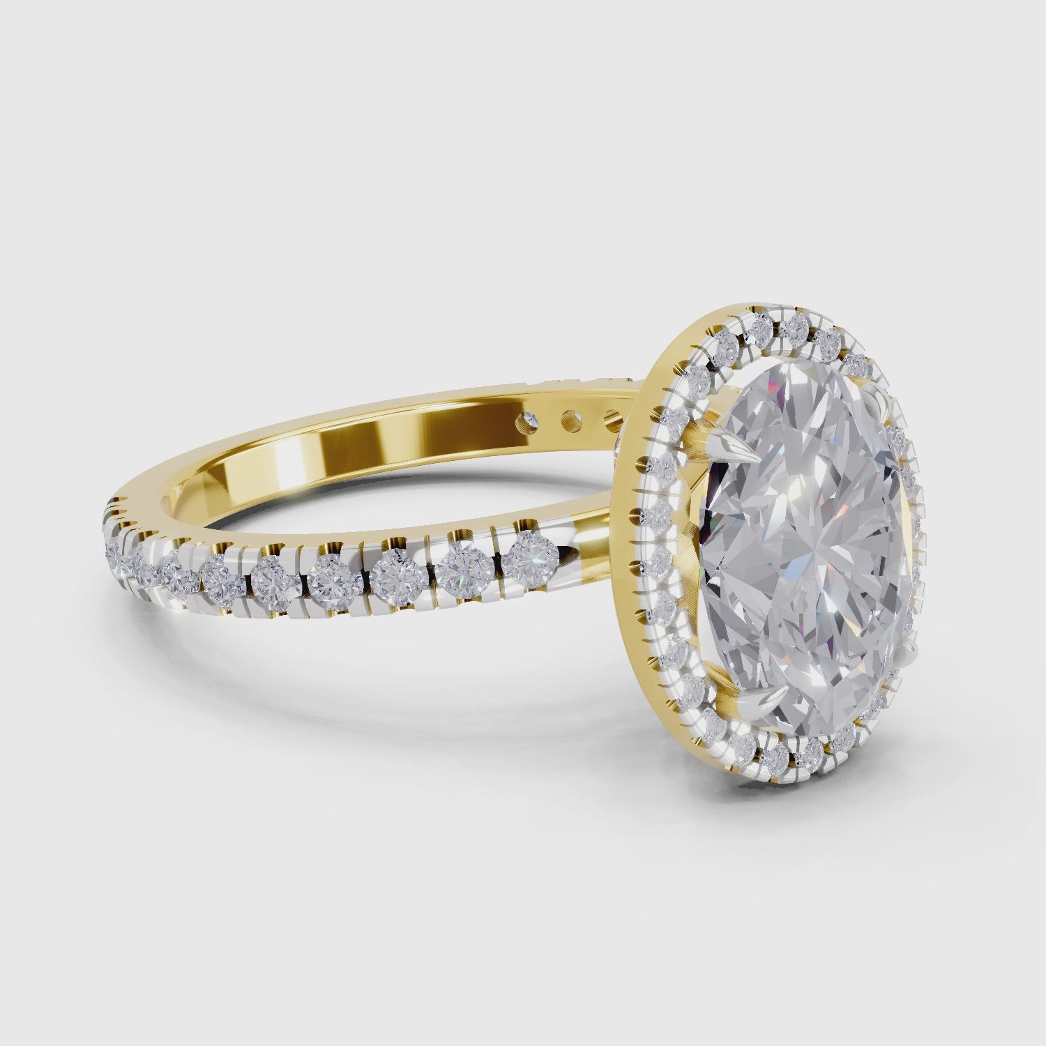 Pristine Oval Halo Diamond Ring