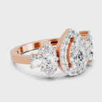 Graceful Pear Halo Diamond Ring