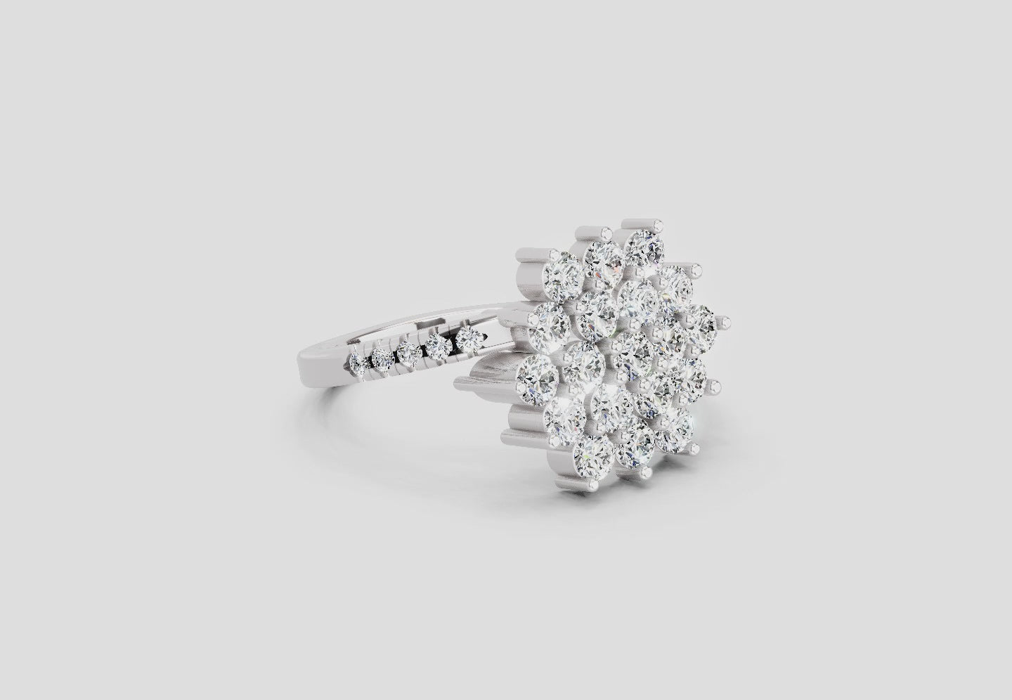Gleaming Promise Cluster Diamond Engagement Ring