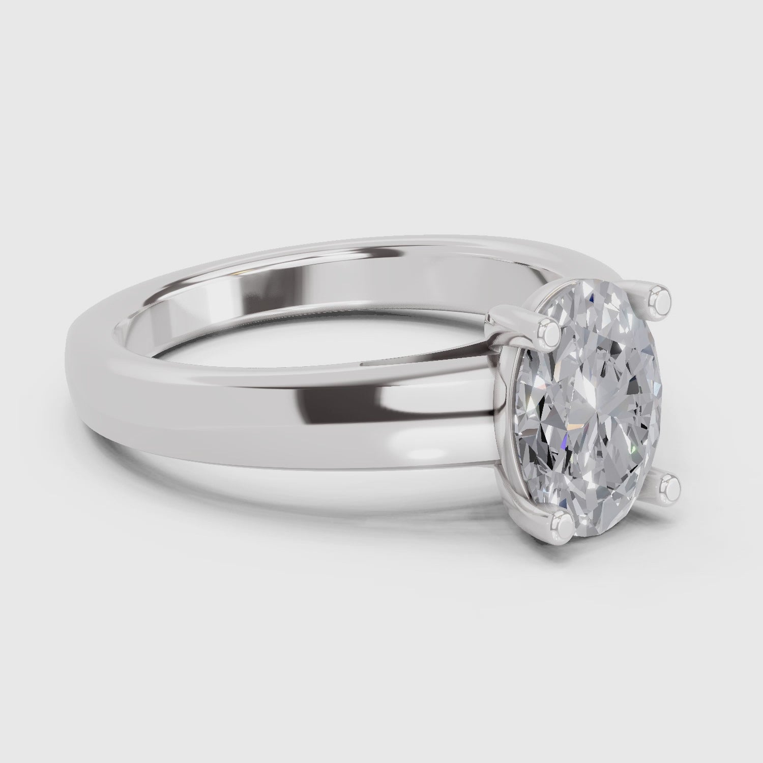 Refined Oval Solitaire Diamond Ring
