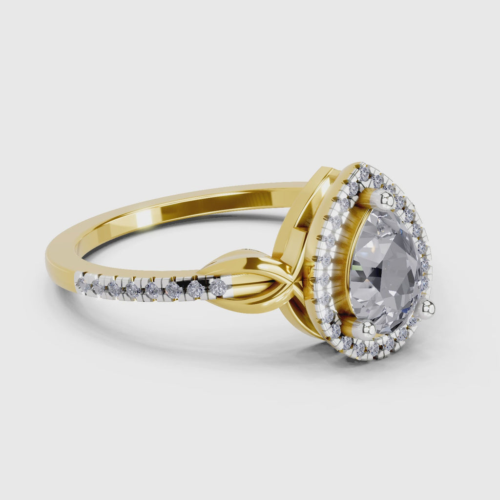 Dazzling Pear Halo Diamond Engagement Ring