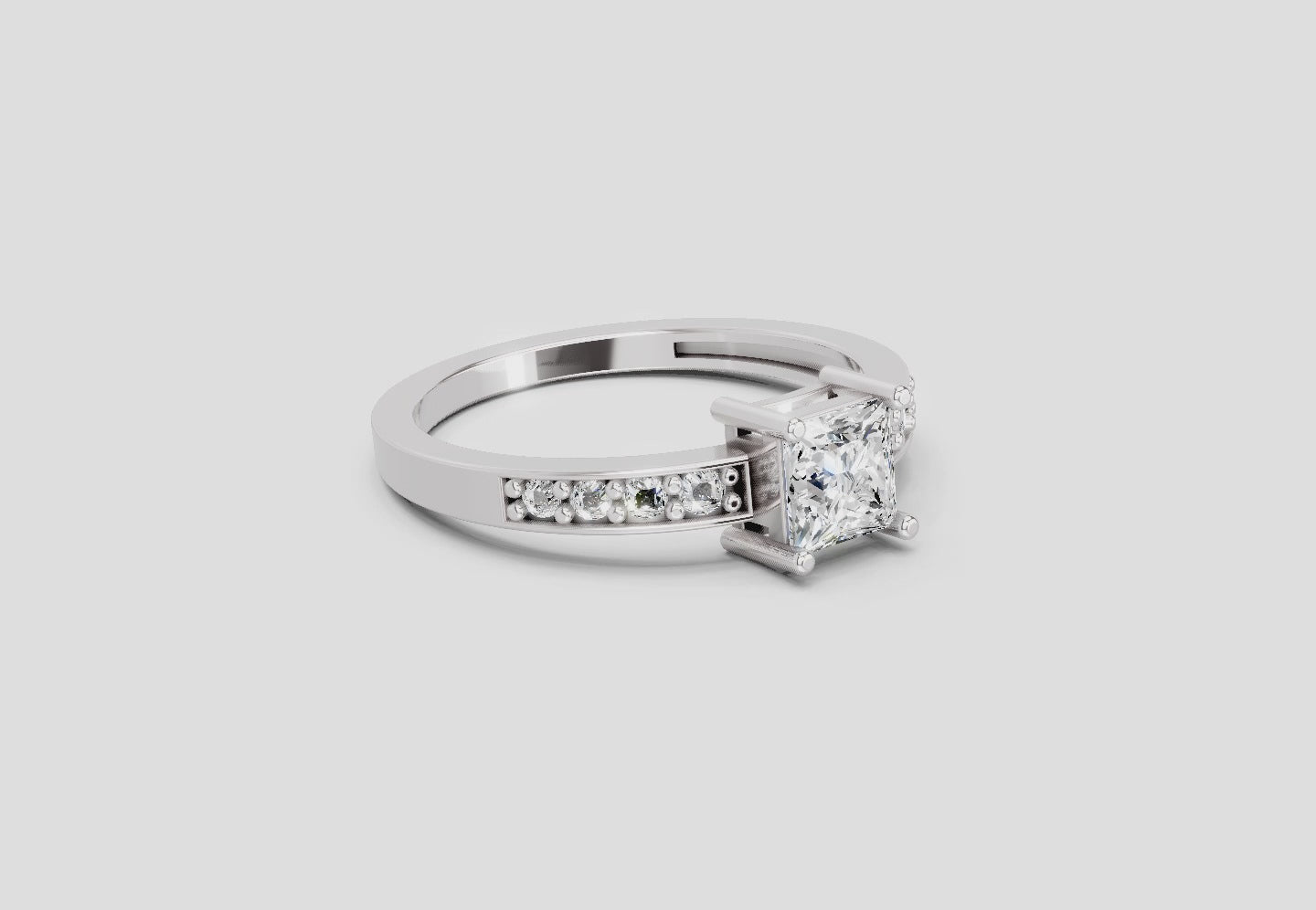 Delicate Princess-Cut Solitaire Diamond Ring