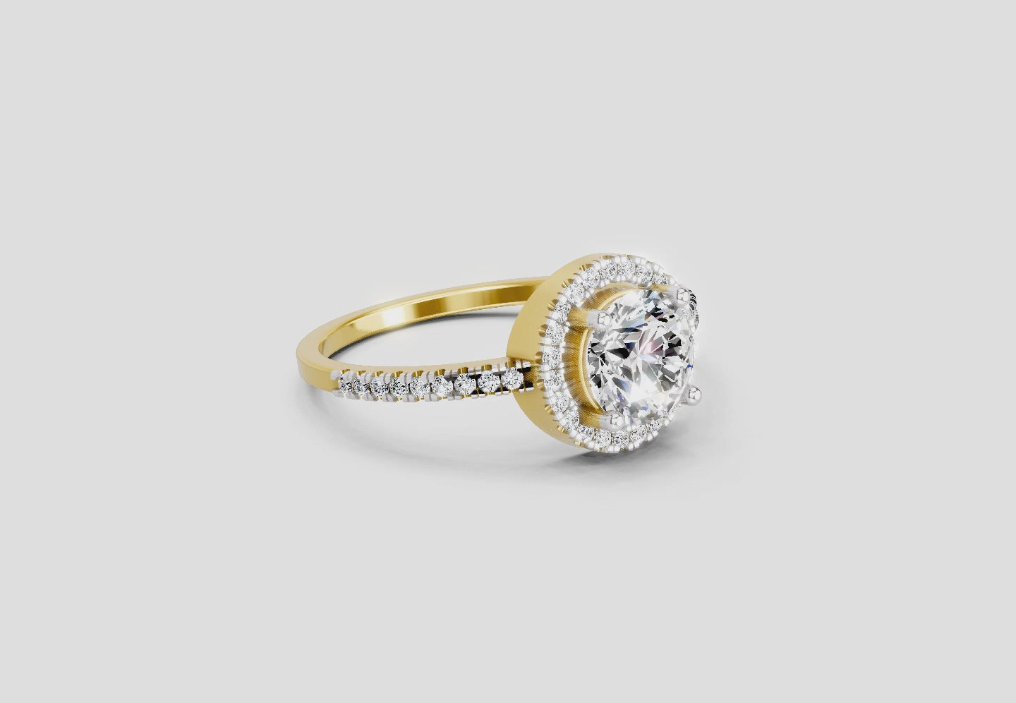 Shimmering Round Halo Diamond Engagement Ring