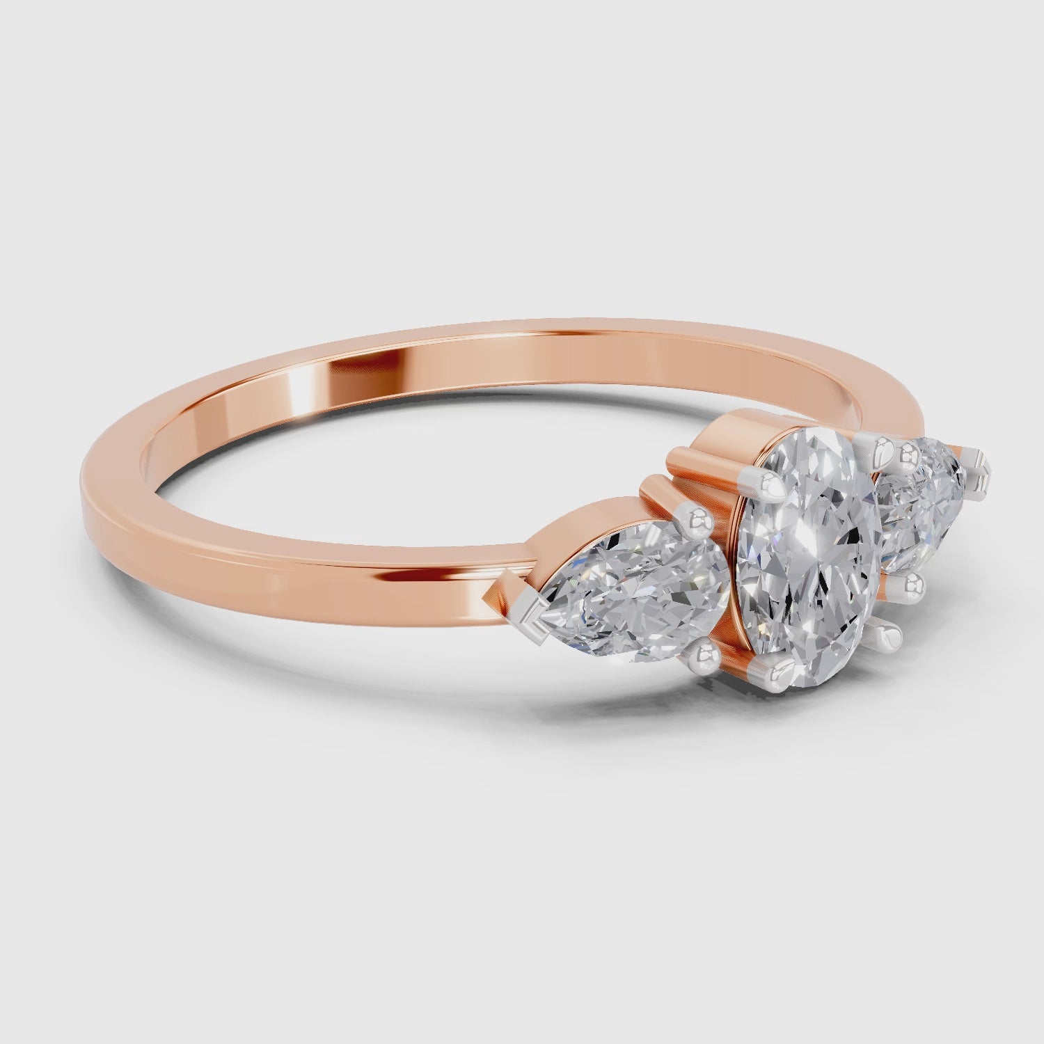 Radiant Oval Three-Stone Diamond Engagement Ring