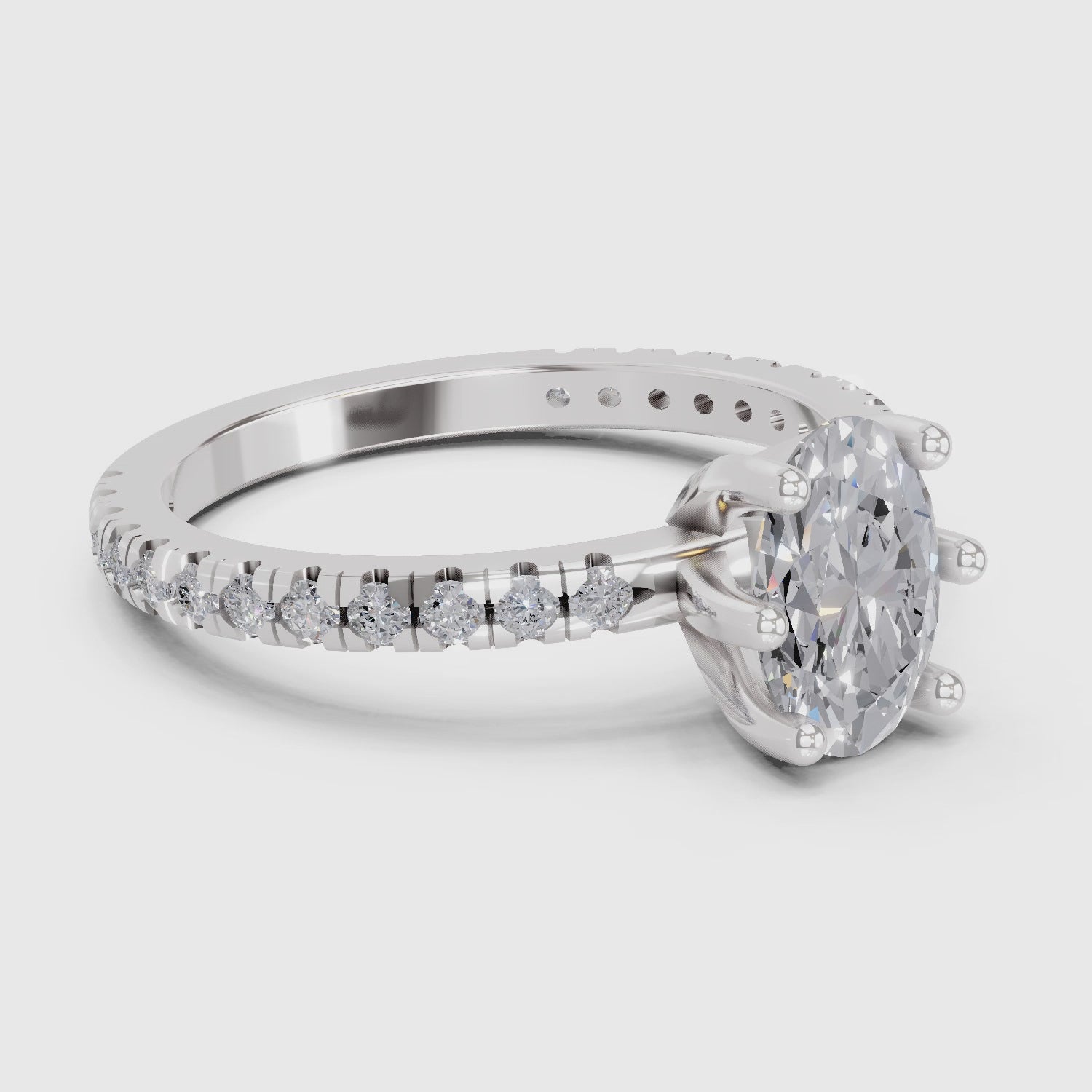 Celestial Oval Solitaire Diamond Engagement Ring